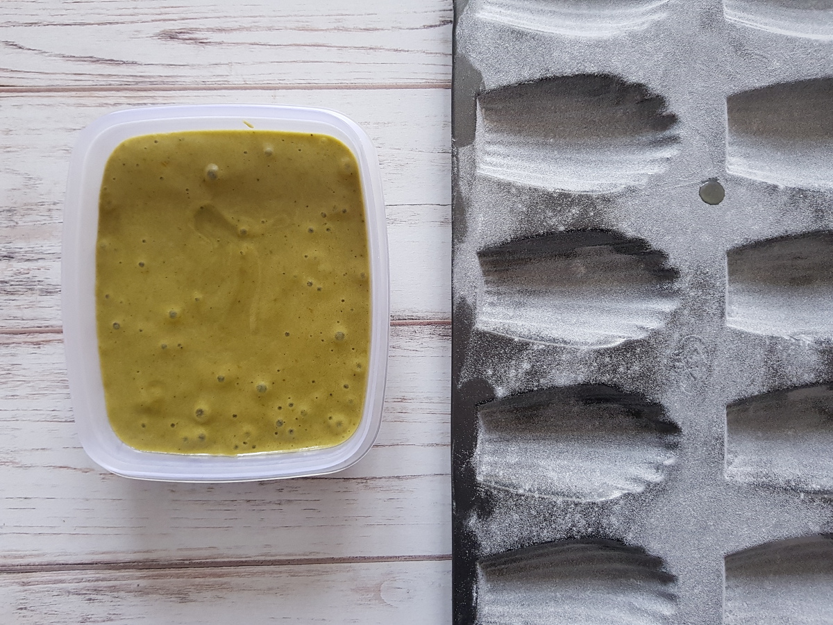 impasto e stampo madeleine e tè matcha